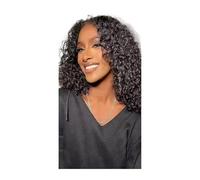 250% Density Deep Wave Lace Front Wig - 13x6/13x4 Lace Short Bob Human Hair Glueless Curly(200 Density,7X5 GLUELESS_14IN)