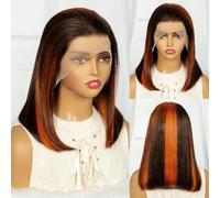 250% Density T4-350-4 Color Short Straight Wigs 13x4 HD Lace Frontal Wig for Women Colored Brazilian Human Hair Wig-16inches-250%-P4-350