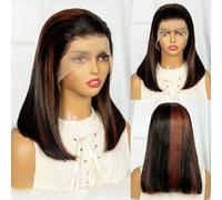 250% Density T4-350-4 Color Short Straight Wigs 13x4 HD Lace Frontal Wig for Women Colored Brazilian Human Hair Wig-16inches-250%-P1B-350