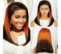 250% Density T4-350-4 Color Short Straight Wigs 13x4 HD Lace Frontal Wig for Women Colored Brazilian Human Hair Wig-16inches-250%-T4-350-4