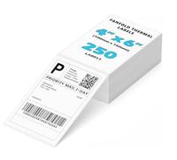 250 Fanfold Direct Thermal Labels, 4x6 Self-Adhesive Address Labels 102x152mm Shipping Stickers for Labelling Amazon FBA, Royal Mail, UPS for MUNBYN Zebra Jadens Phomemo Itari Demo Thermal Printers