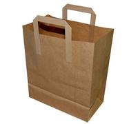 250 Large Brown Paper Takeaway Take Out Bags 10" x 5.5" x 12" (260mm x 140mm x 300mm)