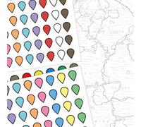 250 Map Location Stickers -Translucent Mark Where You've Travelled Without Covering It，Self Adhesive Map Indicator Labels (Map Stickers)