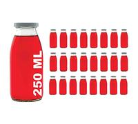 250 ml empty glass bottles, milk bottles, small juice bottle with screw cap, 0.25 litres, from slkfactory, Glass, White, 24 Pieces