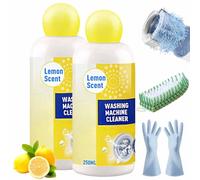 250 Ml Washing Machine Cleaner with Lemon Scent, Powerful Washing Machine Cleaner Liquid, Clean Drum Washer Tank Cleaner, for Stain, Odor, Grime Elimination (2 pcs)