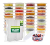 (250 Pack 235ml - 8oz Round) Stackable Plastic Food Container Set With Lids - Reusable, Leakproof, Dishwasher & Microwave Safe, BPA Free Small Meal Prep Containers