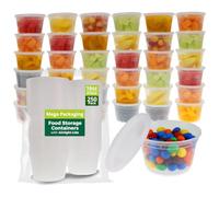 (250 Pack 450ml - 16oz Round) Stackable Plastic Food Container Set With Lids - Reusable, Leakproof, Dishwasher & Microwave Safe, BPA Free Small Meal Prep Containers