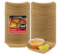 [250 Pack] Mini Disposable Brown Kraft Paper Food Trays, 0.25-Lb Concession Tray, Serving Boats for Party Snacks, Taco Bar, Seafood, Nachos Plates, Quarter-Pound