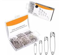 250-Pack Safety Pins, 4 Assorted Sizes, safety pins for clothes, pins, small safety pins for Clothing, Sewing, Arts and Crafts, Suitable for Everyday Use and Creative Projects(Silver)