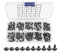 250 PCS 10 Value Tactile Push Button Switch Micro Momentary Tact Assortment Kit, for TV Audio Remote Key Cameras Computers, with Plastic Box