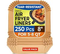 250 Pcs 8" Square Air Fryer Liners Disposable, Unbleached Parchment Paper Liners for Airfryer Basket, Non-Stick & Leakproof Baking Paper for Oven Roasting