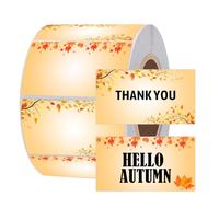 250 Pcs Autumn Thermal Stationery Stickers 2 x 3 inch Fall Maple Leaf Labels Direct Name Tag Printer Labels Small Business Thermal Address Color Coding Square Thermal Printer Sticker