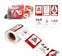 250 PCS Christmas Labels Stickers, Extra Large Size Christmas Sticky Labels, Self Adhesive Merry Xmas Name Tags Stickers for Present Gift 7 x 5cm (6 Patterns)