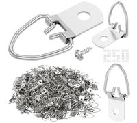 250 Pcs D Ring Picture Hangers with Screws, Heavy Duty Single Hole Photo Frame Hooks, Carbon Steel Canvas Hangers Wall Bracket for Hanging Paintings, Artwork, Clock, Mirrors