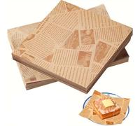 250 Pcs Greaseproof Paper Sheets - 7 x 7 Inch Food Parchments, Baking Wrapping Sheets, Old Newspaper Style Grease Proof Wrap Parchments for Food Basket & Plate Bread Sandwich Pizza and French Fries