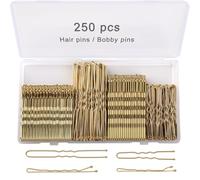 250 Pcs Hair Pins Bobby Pins Blonde Hair with Storage Box, Wavy Bobby Pins 2inch 2.4inch, U Shaped Hair Pins 2inch 2.8inch, Suitable for All Hair Types, Hair Clips Hair Pin for Women and Girls