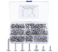 250 Pcs M3 M4 M5 Self Tapping Screws for Wood, Silver Pan Wafer Head Self Drilling Cross Truss Head Assorted Wood Screws for DIY Repairs