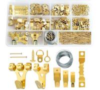 250 PCS Picture Hanging Kit, Picture Hangers Hooks, Heavy Duty Picture Frame Hanging Kit with Sawtooth, Wire, Nails, Screw Eyes, D Ring for Photos, Mirror, Canvas, for Hard Wall, Plastered Wall (250)