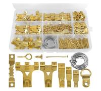 250 Pcs Picture Hooks Picture Hanging Kit for Picture Frame Fixing Hard Walls Photo Hooks Assorted Picture Hanger Set with Saw Tooth, D-Ring, Nails, Wire,Screws