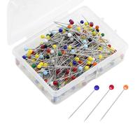 250 Pcs Sewing Pins - 38 mm Dressmaking Tools with Glass Head - Long Straight Dressmaking Pins Coloured Heads - Stainless Steel Multicolor Quilting Pins for Sewing Crafts and DIY Projects