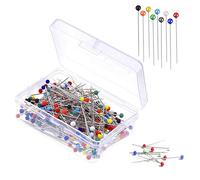 250 Pcs Sewing Pins 38mm Long Straight Pins with Glass Heads Colourful Head Fabric Work Pins with Storage Box for Dressmaker Jewelry DIY Decoration, Art Craft and Sewing Projects