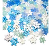 250 Pcs Snowflake Embellishments for Craft Glitter Christmas Snowflakes Resin Charms Craft Ornament Small Snow Winter Ornaments for Holiday Decoration - 3 Different Size