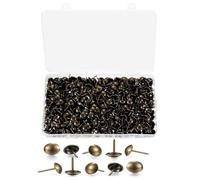 250 Pcs Upholstery Nails, Upholstery Nails with Plastic Storage Box, Decorative Furniture Nails & Thumb Tacks for Sofa Chair Bed Antique Upholstery Studs - 11x17mm (Bronze)