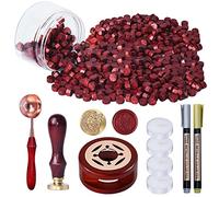 250 PCS Wax Seal Stamp Kit, WEWINK PLUS Red Sealing Wax Beads with Deer Stamp, Warmer, Spoon, Tea Candles, Metallic Pen for Stamp Seals, Gifts, Invitations, Envelopes, Crafts