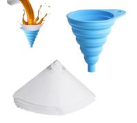 250 PcsPaper Paint Filters Strainers, Paint Filter Paper Funnels with Flexible Wide Mouth, 100 Micron Nylon Mesh Paper Filters + 1 Silicone Foldable Funnel, for Spray Gun Painting Arts Crafts Resin