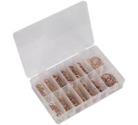 250 Piece Diesel Injector Copper Washer Assortment - Various Sizes - Storage Box