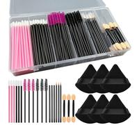 250-Piece Disposable Makeup Brush Kit - Professional Triangle Puffs, Mascara Wands, Lip & Eyeliner Brushes with Organizer Box for Makeup Artists, Salon & Travel