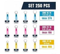250 Piece Heat Shrink Ring Terminal Kit 2210AWG Waterproof Wire Terminal Connectors With Heat Shrink Insulation For Automotive And Marine Use