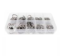 250-Piece Set C-Type External Circlip for Shafts & Bearings, M6-M15 Stainless Steel (304/For A2-70), Silver Snap for Ring Kit for Industrial Machinery,