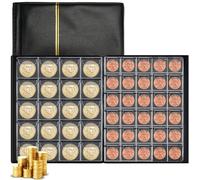 250 Pockets Coin Collection Book,Coin Collecting Storage,21.8x16.8cm Coin Collection Coin Album,PU Leather Cover Coin Collection Holder Book, PVC 10 Pages Coin Sleeves for Coins,Stamps,Medallions