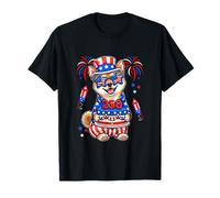 250 Proud 4th July US Flag Shiba Inu Sunglasses Bday Cake T-Shirt