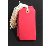 250 Red Strung Tags/Tickets/Heavy Duty 120x60mm-