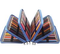 250 Slots 5 Layer Zipper Pencil Case Large Capacity, Blue Floral | Pen Storage Bag, For Students & Artists, Organiser