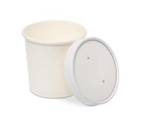 250 x 12oz / 340ml White Kraft Disposable Soup Containers with Lids | Heavy Duty Eco-Friendly, Microwave & Freezer Safe | Paper Soup Bowls for Hot & Cold Foods Ideal for Takeaway, Ice Cream & Deli Use