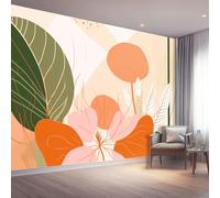 250 X 175 Cm Photo Wallpaper Abstract Premium Wall Mural Poster - Orange Mosaic Geometric Non-Woven Large Decorative Wallpaper for Children's Room Living Room Home