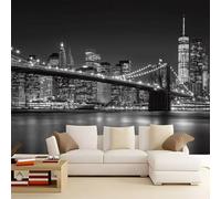 250 x 175 cm Wall Murals, Grey Modern City Cross Sea Bridge Non-Woven Mural Paste the Wall Covering, Large Photo Wallpaper for Living Room Bedroom Kitchen Office Kids
