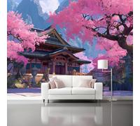 250 x 175 cm（WxH Mural Wallpaper for Living Room, Japanese Style Dreamlike Scenery Architecture Pattern Non-Woven Photo Wallpaper for Dining Room Hallway Lounge Wall Decoration - Color