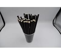 250 x Compostable Smoothiee Straws - 8mm Wide x 200mm Long Paper Straws | Biodegradable Black Disposable Straw for Smoothies, Milkshakes, Slushies - Eco-Friendly