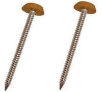250 X Light Oak/tan Upvc 30mm Poly Top Pins Plastic Headed Fascia Fixings