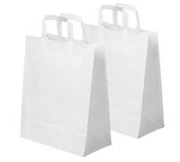 250 x Medium White Kraft Paper Carrier SOS Bags 8.5" x 10" x 4.3" Takeaway Food Parties
