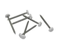 250 x UPVC Panel Pins 40mm Poly Top Pins Nails Plastic Headed Fascia Fixings Strong Grip Durable Stainless Steel Roofing Nails Secure Hold PVC UV Resistant Cladding Pins for Home Projects (White)