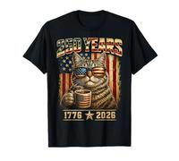 250 Years America 1776 2026 Patriotic Coffee Cat Party T-Shirt