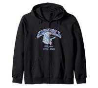 250 Years America Freedom Flying Eagle Vintage Athletic Zip Hoodie