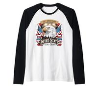 250 Years Anniversary 1776-2026 America Eagle USA Flag Raglan Baseball Tee