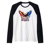 250 Years Anniversary USA Flag 1776-2026 American Eagle Raglan Baseball Tee