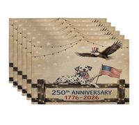 250 Years Dalmatian Dog Placemats Set of 6, 12''x18'', Eagle American 6Pcs Print Washable Table Mats for Dinning, 4th of July Holiday Home Kitchen Decor